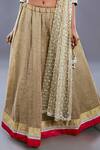 Buy_Divya Kanakia_Beige Linen Embellished Sequins Shawl Collar Lehenga Set With Dupatta _Online_at_Aza_Fashions