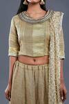 Divya Kanakia_Beige Linen Embellished Sequins Shawl Collar Lehenga Set With Dupatta _at_Aza_Fashions