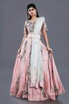 Buy_Divya Kanakia_Peach Raw Silk, Soft Tissue Thread And Sequins, Floral Embroidered Lehenga Set _Online_at_Aza_Fashions