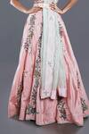 Shop_Divya Kanakia_Peach Raw Silk, Soft Tissue Thread And Sequins, Floral Embroidered Lehenga Set _Online_at_Aza_Fashions