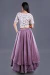 Shop_Divya Kanakia_Purple Organza French Knot And Thread Work Layered Lehenga Set With Ruffle Dupatta _at_Aza_Fashions