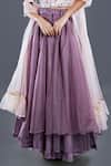Buy_Divya Kanakia_Purple Organza French Knot And Thread Work Layered Lehenga Set With Ruffle Dupatta _Online_at_Aza_Fashions