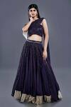 Buy_Divya Kanakia_Purple Georgette Sequins One Shoulder Lehenga And Draped Blouse Set _at_Aza_Fashions