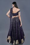 Shop_Divya Kanakia_Purple Georgette Sequins One Shoulder Lehenga And Draped Blouse Set _at_Aza_Fashions