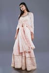 Buy_Divya Kanakia_Peach Georgette Bead And Glass Pipe U Neck Lucknowi Palazzo Set _at_Aza_Fashions