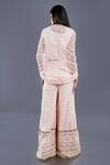 Shop_Divya Kanakia_Peach Georgette Bead And Glass Pipe U Neck Lucknowi Palazzo Set _at_Aza_Fashions