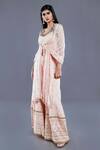 Buy_Divya Kanakia_Peach Georgette Bead And Glass Pipe U Neck Lucknowi Palazzo Set _Online_at_Aza_Fashions