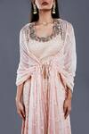 Divya Kanakia_Peach Georgette Bead And Glass Pipe U Neck Lucknowi Palazzo Set _at_Aza_Fashions