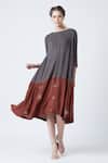 Shop_Doodlage_Grey Seville Crepe Dress_Online_at_Aza_Fashions