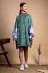 Buy_Doodlage_Green Upcycled Cotton Alice Floral Print Dress_Online_at_Aza_Fashions