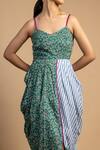 Doodlage_Green Upcycled Cotton Diane Cowl Draped Dress_at_Aza_Fashions
