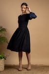 Buy_Doodlage_Black Upcycled Cotton Sophia Midi Dress_Online_at_Aza_Fashions