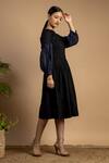 Shop_Doodlage_Black Upcycled Cotton Sophia Midi Dress_Online_at_Aza_Fashions