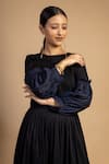 Doodlage_Black Upcycled Cotton Sophia Midi Dress_at_Aza_Fashions