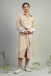 Buy_Doodlage_Beige Upcycled Cotton Janet Cropped Jacket_at_Aza_Fashions
