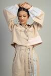 Shop_Doodlage_Beige Upcycled Cotton Janet Cropped Jacket_Online_at_Aza_Fashions