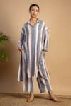 Buy_Doodlage_Multi Color Upcycled Cotton Blake Stripe Pattern Tunic And Pant Set_at_Aza_Fashions