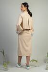 Shop_Doodlage_Beige Upcycled Cotton Janet Cropped Jacket And Dress Set_at_Aza_Fashions
