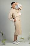 Doodlage_Beige Upcycled Cotton Janet Cropped Jacket And Dress Set_Online_at_Aza_Fashions