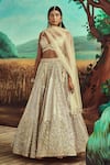 Buy_Angad Singh_Gold Dupatta Net, Lehenga And Blouse Organza Hand Embroidered Bridal Set _at_Aza_Fashions