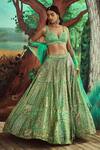 Shop_Angad Singh_Green Dupatta Net, Lehenga And Blouse Organza Hand Embroidered Bridal Set _Online_at_Aza_Fashions
