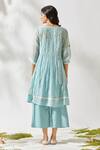 Shop_Devyani Mehrotra_Blue Chanderi Round Kurta Set_at_Aza_Fashions