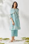 Shop_Devyani Mehrotra_Blue Chanderi Round Kurta Set_Online_at_Aza_Fashions