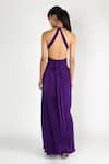 Shop Deme By Gabriella Purple Crepe Silk Halter Panelled Gown at Aza Fashions Shop_Deme By Gabriella_Purple Crepe Silk Halter Panelled Gown _at_Aza_Fashions