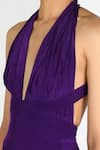 Deme By Gabriella Purple Crepe Silk Halter Panelled Gown Online at Aza Fashions Deme By Gabriella_Purple Crepe Silk Halter Panelled Gown _Online_at_Aza_Fashions
