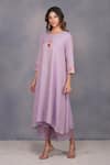 Shop_Devyani Mehrotra_Purple Chanderi Tissue Embroidery Round Asymmetrical Tunic And Pant _Online_at_Aza_Fashions