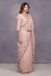 Devyani Mehrotra_Beige Chanderi Embellished Saree_Online_at_Aza_Fashions