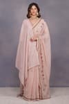 Buy_Devyani Mehrotra_Beige Chanderi Embellished Saree_Online_at_Aza_Fashions