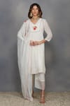 Buy_Devyani Mehrotra_White Viscose Georgette Embroidery V Neck Tunic And Pant Set_at_Aza_Fashions