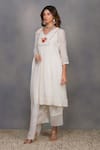 Buy_Devyani Mehrotra_White Viscose Georgette Embroidery V Neck Tunic And Pant Set_Online_at_Aza_Fashions