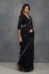 Devyani Mehrotra_Black Chanderi Embroidered Saree_Online_at_Aza_Fashions