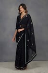 Shop_Devyani Mehrotra_Black Chanderi Embroidered Saree _Online_at_Aza_Fashions