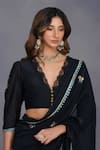 Devyani Mehrotra_Black Chanderi Embroidered Saree_at_Aza_Fashions