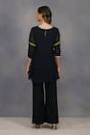 Shop_Devyani Mehrotra_Black Chanderi Embroidery Round Embellished Top And Pant Set _at_Aza_Fashions