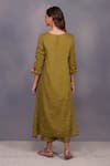 Shop_Devyani Mehrotra_Green Tissue Chanderi Embroidery Round Asymmetrical Tunic Set _at_Aza_Fashions