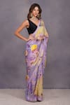 Devyani Mehrotra_Black Saree Viscose Satin Printed _Online_at_Aza_Fashions