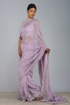 Buy_Devyani Mehrotra_Purple Viscose Muslin Embroidered Chanderi Saree _Online_at_Aza_Fashions