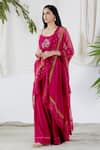 Buy_Devyani Mehrotra_Pink Kurta Chanderi Lining Viscose Pant Glazed Embroidered And Gharara Set _Online_at_Aza_Fashions