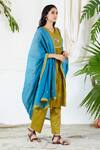 Devyani Mehrotra_Blue Kurta And Dupatta Chanderi Lining Viscose Crepe Pant Glazed & Set _Online_at_Aza_Fashions