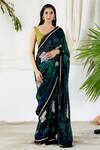Buy_Devyani Mehrotra_Blue Viscose Silk Printed Saree_Online_at_Aza_Fashions