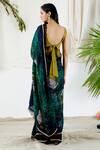 Shop_Devyani Mehrotra_Blue Viscose Silk Printed Saree_at_Aza_Fashions