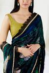 Devyani Mehrotra_Blue Viscose Silk Printed Saree_at_Aza_Fashions