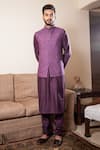 Buy_Darshika Menswear_Purple Cotton Silk Embroidered Bundi And Kurta Set _at_Aza_Fashions