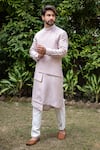 Buy_Darshika Menswear_Purple Silk Blend Embroidered Bundi And Asymmetric Kurta Set _at_Aza_Fashions