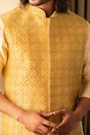 Buy_Darshika Menswear_Yellow Silk Blend Embroidered Floral Motifs Bundi And Kurta Set_Online_at_Aza_Fashions