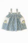 Taramira_Blue Cotton Blend Floral Print Dress _Online_at_Aza_Fashions